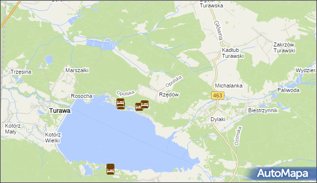 mapa Rzędów gmina Turawa, Rzędów gmina Turawa na mapie Targeo