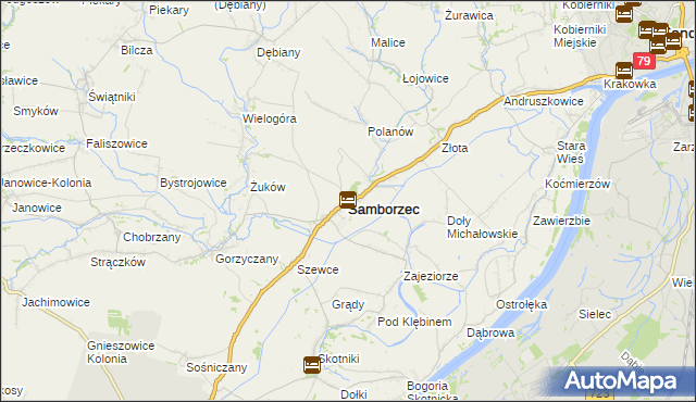 mapa Samborzec, Samborzec na mapie Targeo