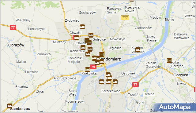 mapa Sandomierza, Sandomierz na mapie Targeo