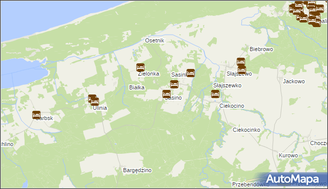 mapa Sasino, Sasino na mapie Targeo