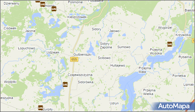 mapa Ścibowo gmina Jeleniewo, Ścibowo gmina Jeleniewo na mapie Targeo