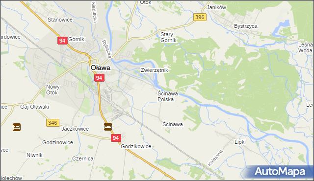 mapa Ścinawa Polska, Ścinawa Polska na mapie Targeo