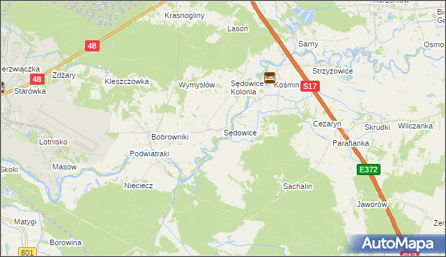 mapa Sędowice gmina Ryki, Sędowice gmina Ryki na mapie Targeo