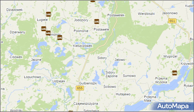 mapa Sidory gmina Jeleniewo, Sidory gmina Jeleniewo na mapie Targeo