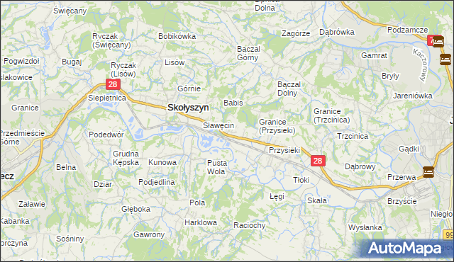 mapa Siedliska Sławęcińskie, Siedliska Sławęcińskie na mapie Targeo