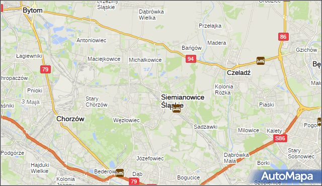 mapa Siemianowice Śląskie, Siemianowice Śląskie na mapie Targeo