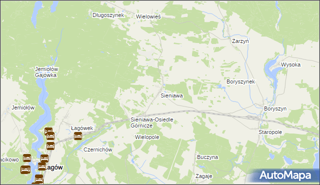 mapa Sieniawa gmina Łagów, Sieniawa gmina Łagów na mapie Targeo