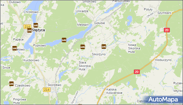 mapa Sikorzyno, Sikorzyno na mapie Targeo