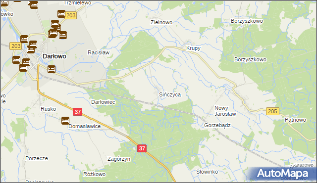 mapa Sińczyca, Sińczyca na mapie Targeo