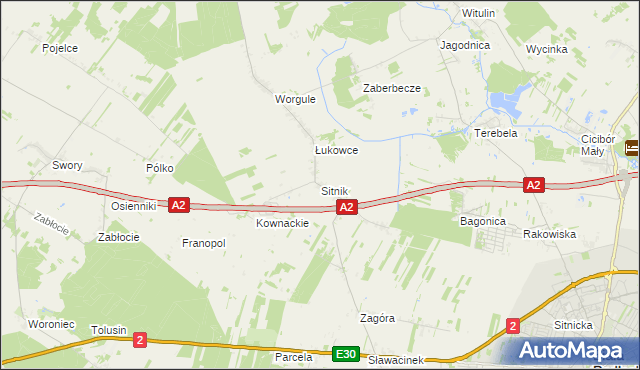 mapa Sitnik gmina Biała Podlaska, Sitnik gmina Biała Podlaska na mapie Targeo
