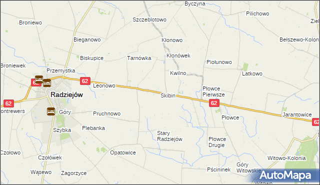 mapa Skibin gmina Radziejów, Skibin gmina Radziejów na mapie Targeo