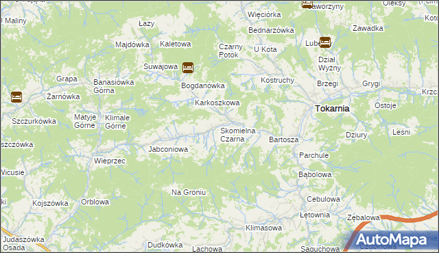 mapa Skomielna Czarna, Skomielna Czarna na mapie Targeo