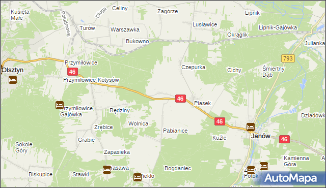 mapa Skowronów gmina Janów, Skowronów gmina Janów na mapie Targeo