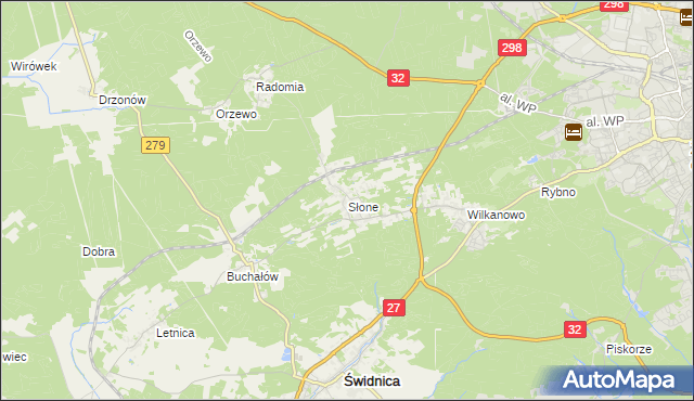mapa Słone gmina Świdnica, Słone gmina Świdnica na mapie Targeo