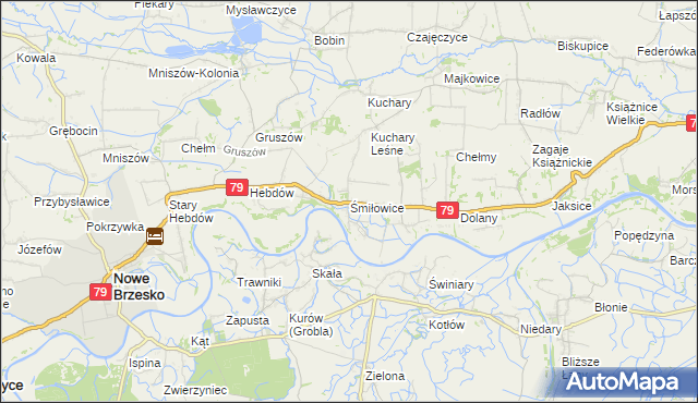 mapa Śmiłowice gmina Nowe Brzesko, Śmiłowice gmina Nowe Brzesko na mapie Targeo