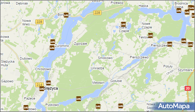 mapa Smokowo gmina Stężyca, Smokowo gmina Stężyca na mapie Targeo