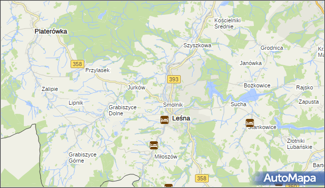 mapa Smolnik gmina Leśna, Smolnik gmina Leśna na mapie Targeo
