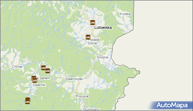 mapa Smolnik gmina Lutowiska, Smolnik gmina Lutowiska na mapie Targeo