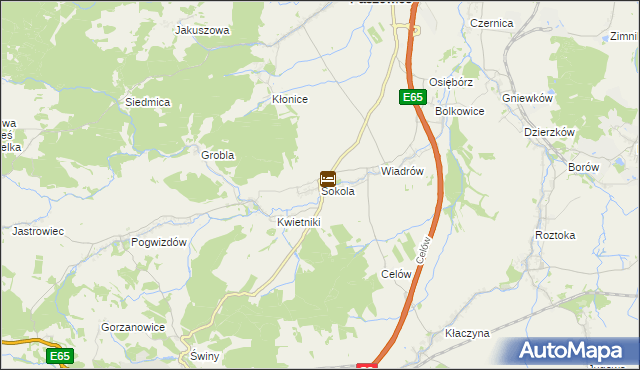 mapa Sokola gmina Paszowice, Sokola gmina Paszowice na mapie Targeo