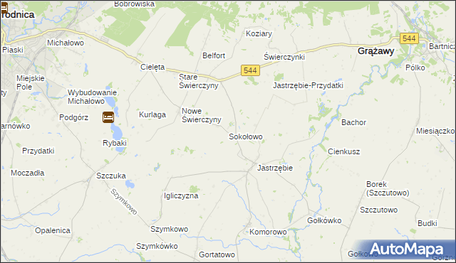 mapa Sokołowo gmina Bartniczka, Sokołowo gmina Bartniczka na mapie Targeo