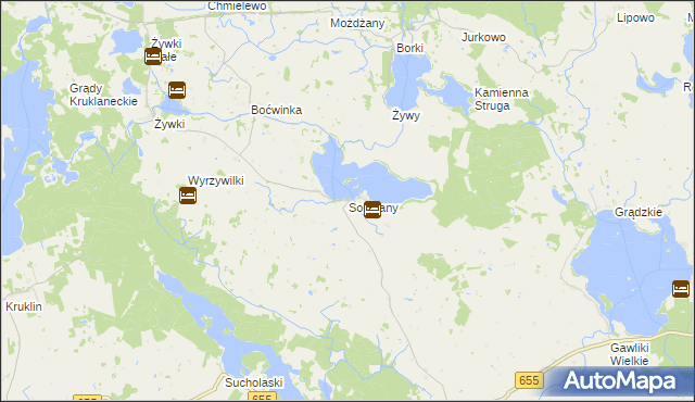 mapa Sołtmany gmina Kruklanki, Sołtmany gmina Kruklanki na mapie Targeo