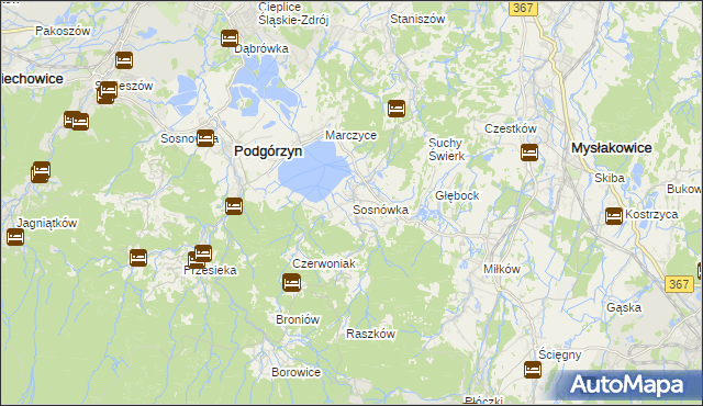 mapa Sosnówka gmina Podgórzyn, Sosnówka gmina Podgórzyn na mapie Targeo