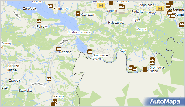 mapa Sromowce Wyżne, Sromowce Wyżne na mapie Targeo
