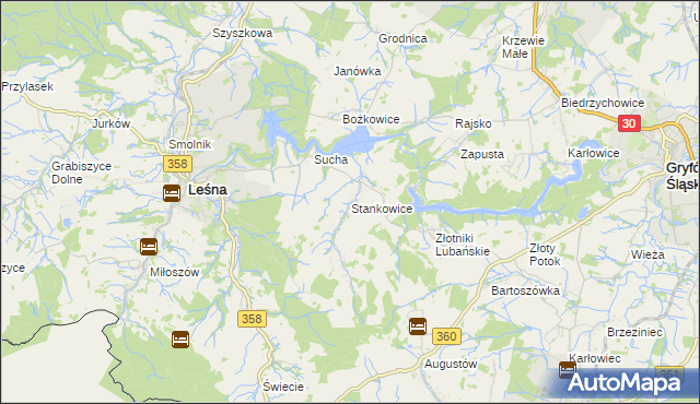 mapa Stankowice, Stankowice na mapie Targeo