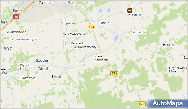 mapa Stara Kamionka gmina Sokółka, Stara Kamionka gmina Sokółka na mapie Targeo