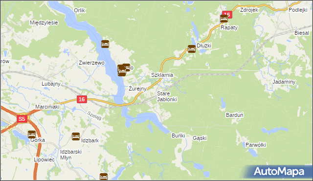 mapa Stare Jabłonki, Stare Jabłonki na mapie Targeo