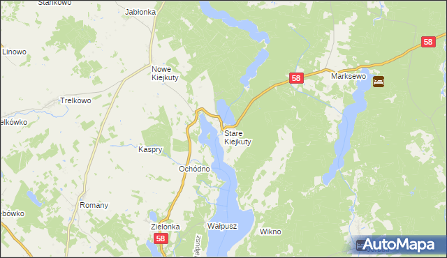 mapa Stare Kiejkuty, Stare Kiejkuty na mapie Targeo