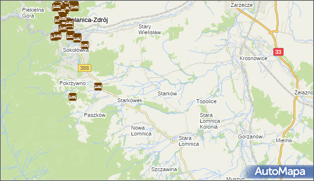 mapa Starków gmina Kłodzko, Starków gmina Kłodzko na mapie Targeo