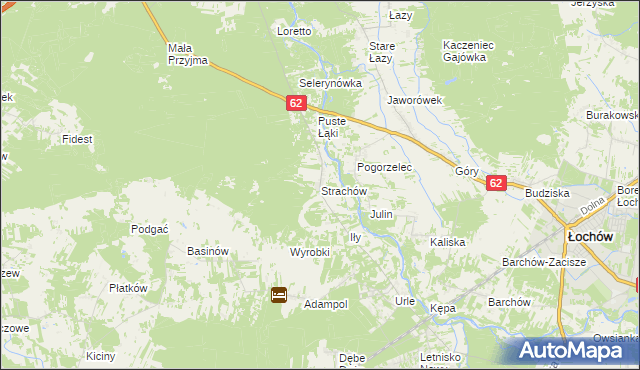 mapa Strachów gmina Jadów, Strachów gmina Jadów na mapie Targeo