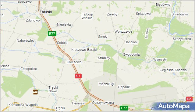 mapa Strubiny gmina Zakroczym, Strubiny gmina Zakroczym na mapie Targeo