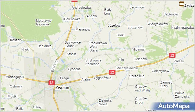 mapa Strykowice Błotne, Strykowice Błotne na mapie Targeo