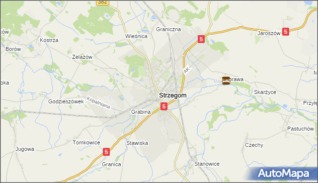 mapa Strzegom powiat świdnicki, Strzegom powiat świdnicki na mapie Targeo