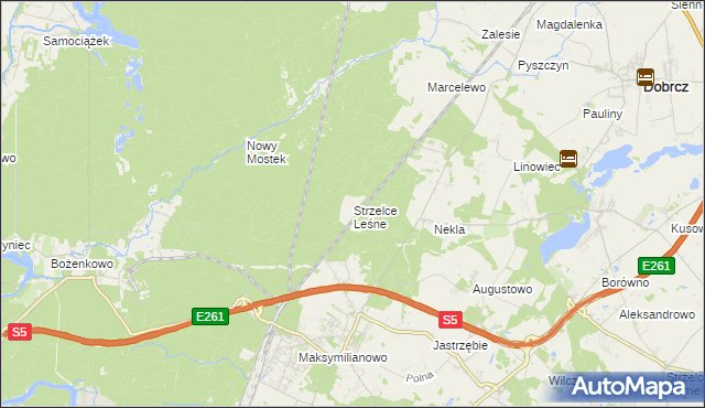 mapa Strzelce Leśne, Strzelce Leśne na mapie Targeo