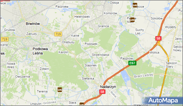 mapa Strzeniówka, Strzeniówka na mapie Targeo