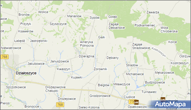 mapa Sudół gmina Działoszyce, Sudół gmina Działoszyce na mapie Targeo