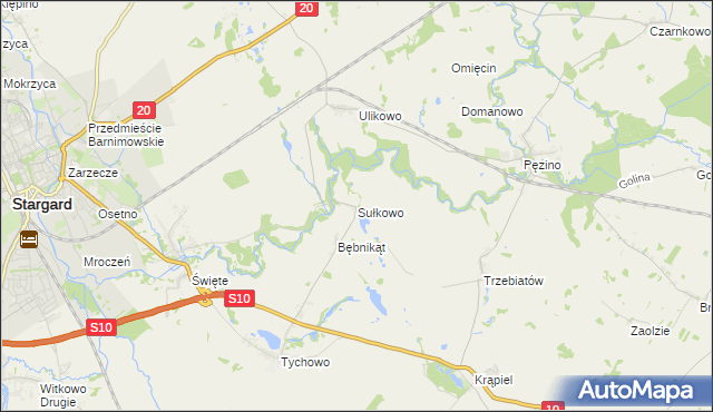 mapa Sułkowo gmina Stargard, Sułkowo gmina Stargard na mapie Targeo