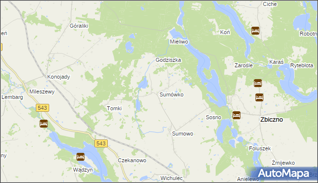 mapa Sumówko gmina Zbiczno, Sumówko gmina Zbiczno na mapie Targeo