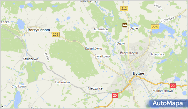 mapa Świątkowo gmina Bytów, Świątkowo gmina Bytów na mapie Targeo