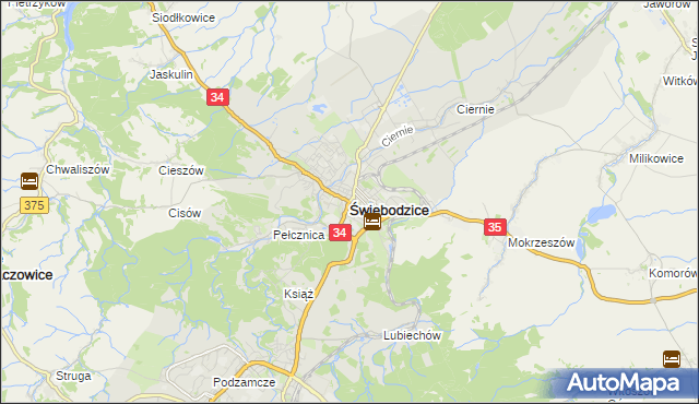 mapa Świebodzice, Świebodzice na mapie Targeo