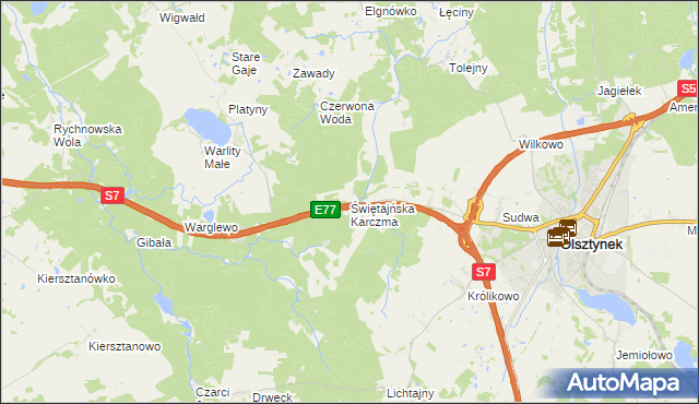 mapa Świętajńska Karczma, Świętajńska Karczma na mapie Targeo