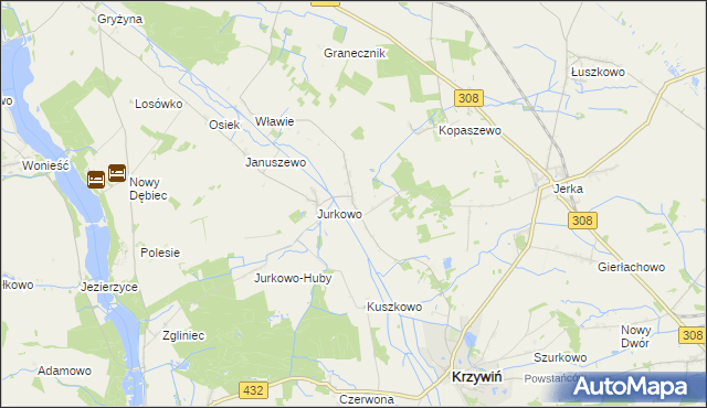 mapa Świniec gmina Krzywiń, Świniec gmina Krzywiń na mapie Targeo