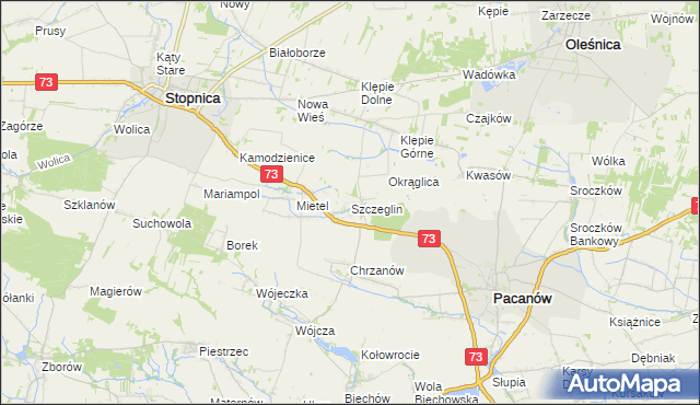 mapa Szczeglin gmina Stopnica, Szczeglin gmina Stopnica na mapie Targeo