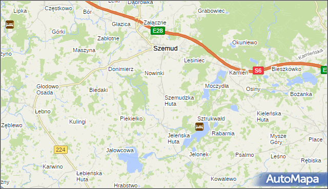 mapa Szemudzka Huta, Szemudzka Huta na mapie Targeo