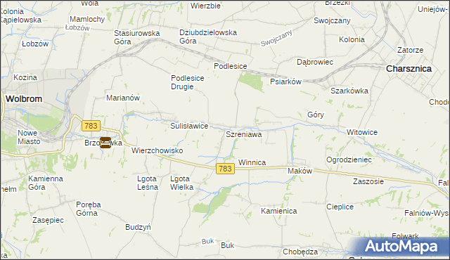 mapa Szreniawa gmina Gołcza, Szreniawa gmina Gołcza na mapie Targeo