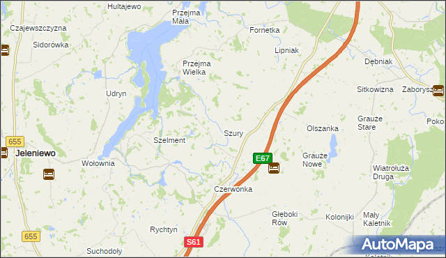 mapa Szury gmina Szypliszki, Szury gmina Szypliszki na mapie Targeo