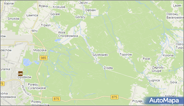 mapa Szydłowiec gmina Mielec, Szydłowiec gmina Mielec na mapie Targeo